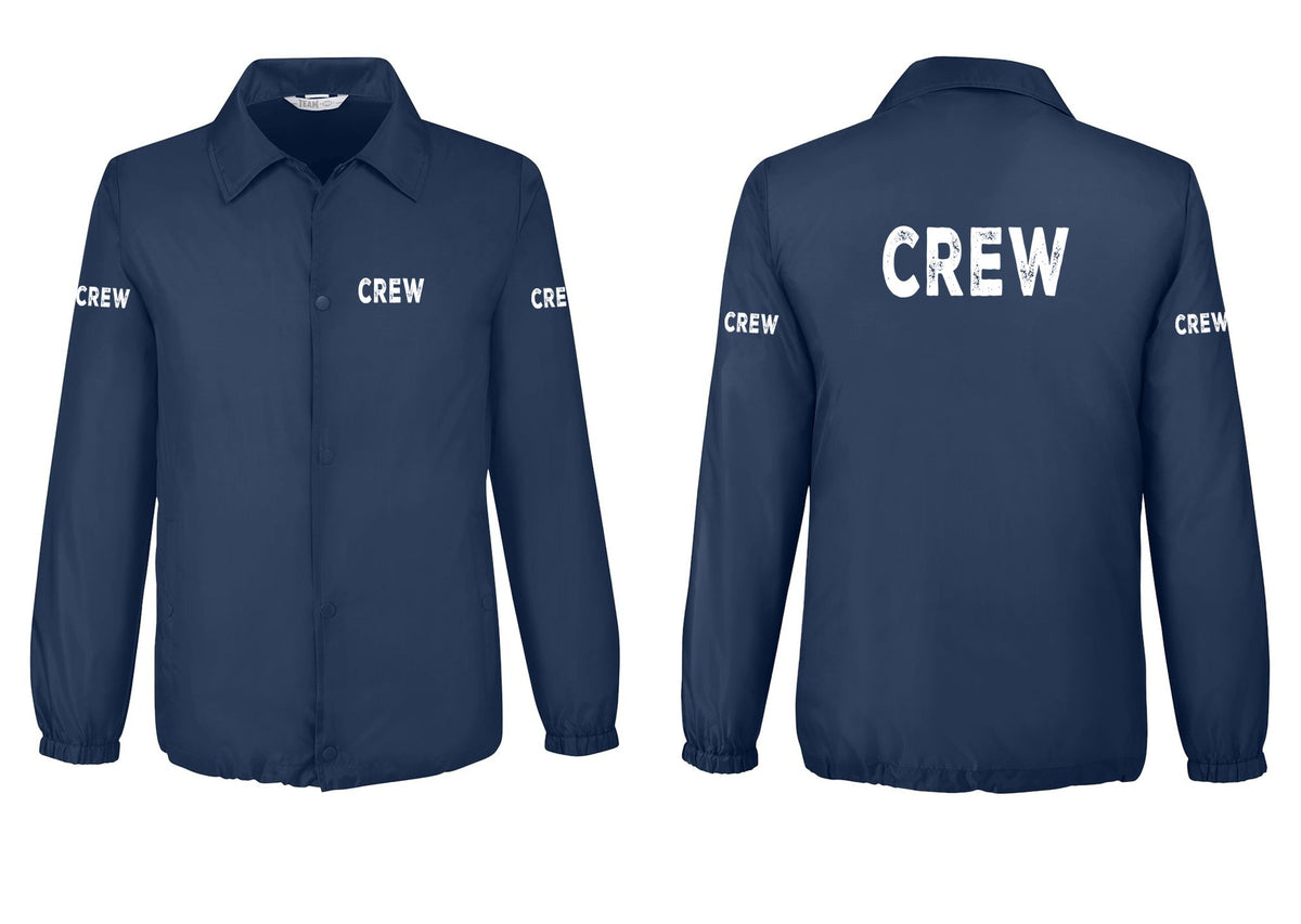 NYC Factory Crew Snap-Front Coaches Jacket for Event Staff & Production Teams (Rustic) - Chest + Back + Crew Sleeves - Sport Dark Navy