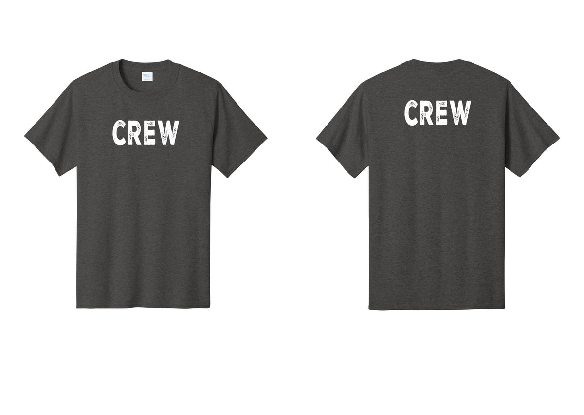 NYC Factory Crew T-Shirt, Rustic Lettering - Front + Back - Dark Heather Grey
