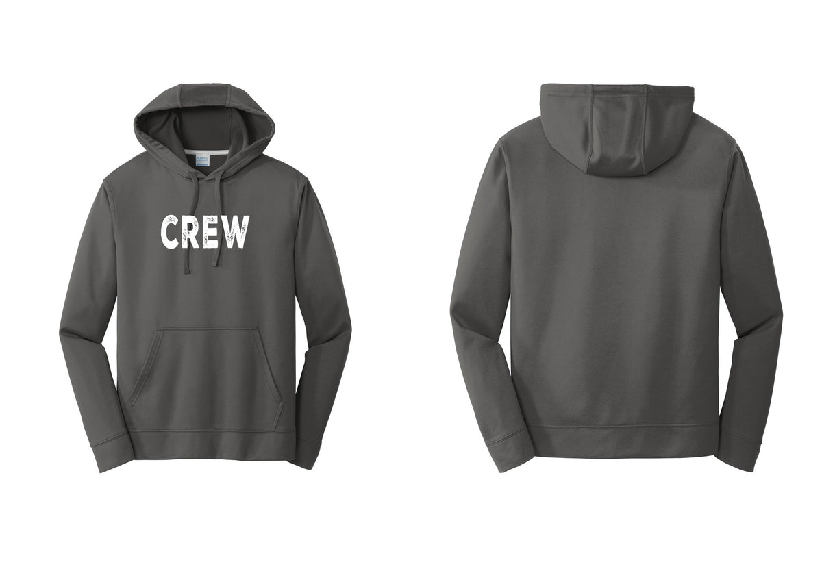 NYC Factory Crew Performance Hooded Fleece Pullover Sweatshirt for Event Staff & Production Teams (Rustic) - Front Only - Charcoal