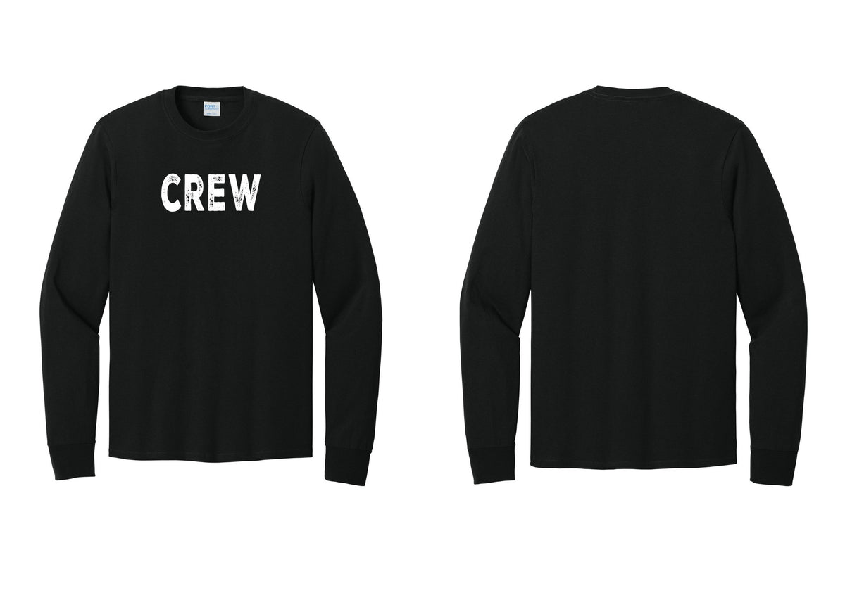 NYC Factory Crew Cotton Long Sleeve T-Shirt for Event Staff & Production Teams (Rustic) - Front Only - Black
