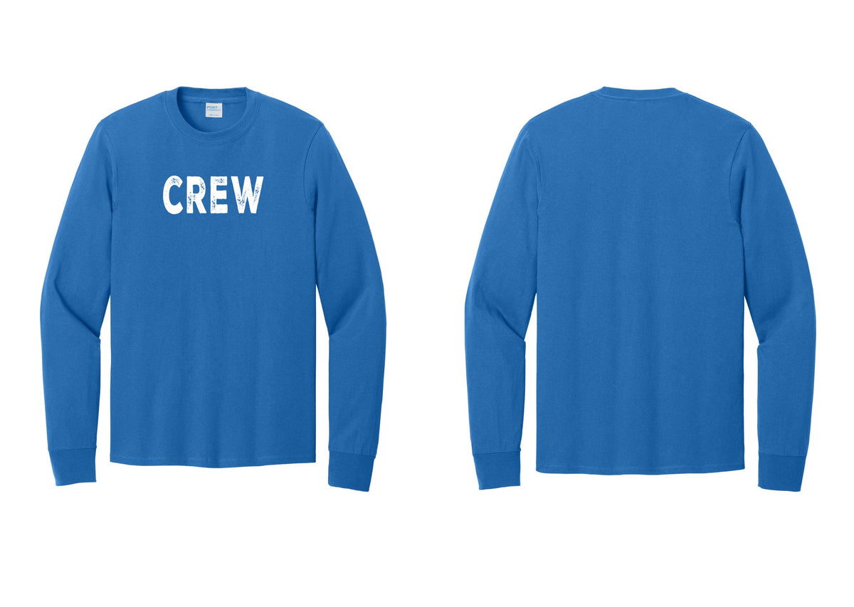 NYC Factory Crew Cotton Long Sleeve T-Shirt for Event Staff & Production Teams (Rustic) - Front Only - Royal