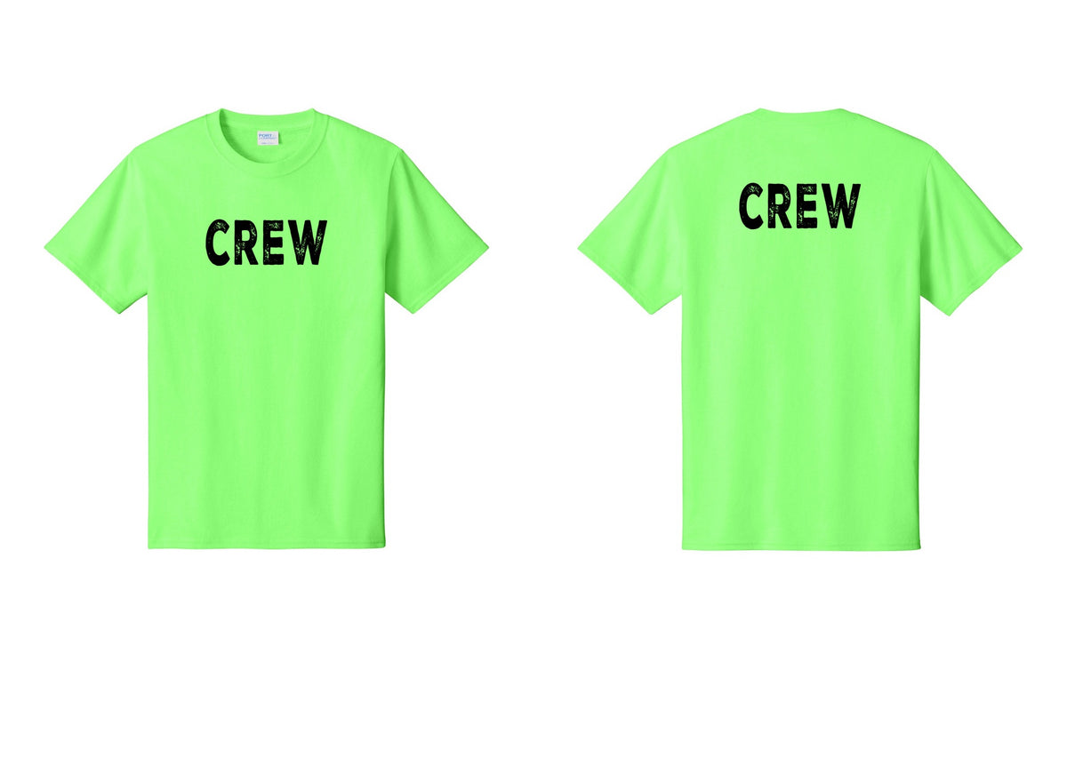 NYC Factory Crew T-Shirt, Rustic Lettering - Front + Back - Neon Green