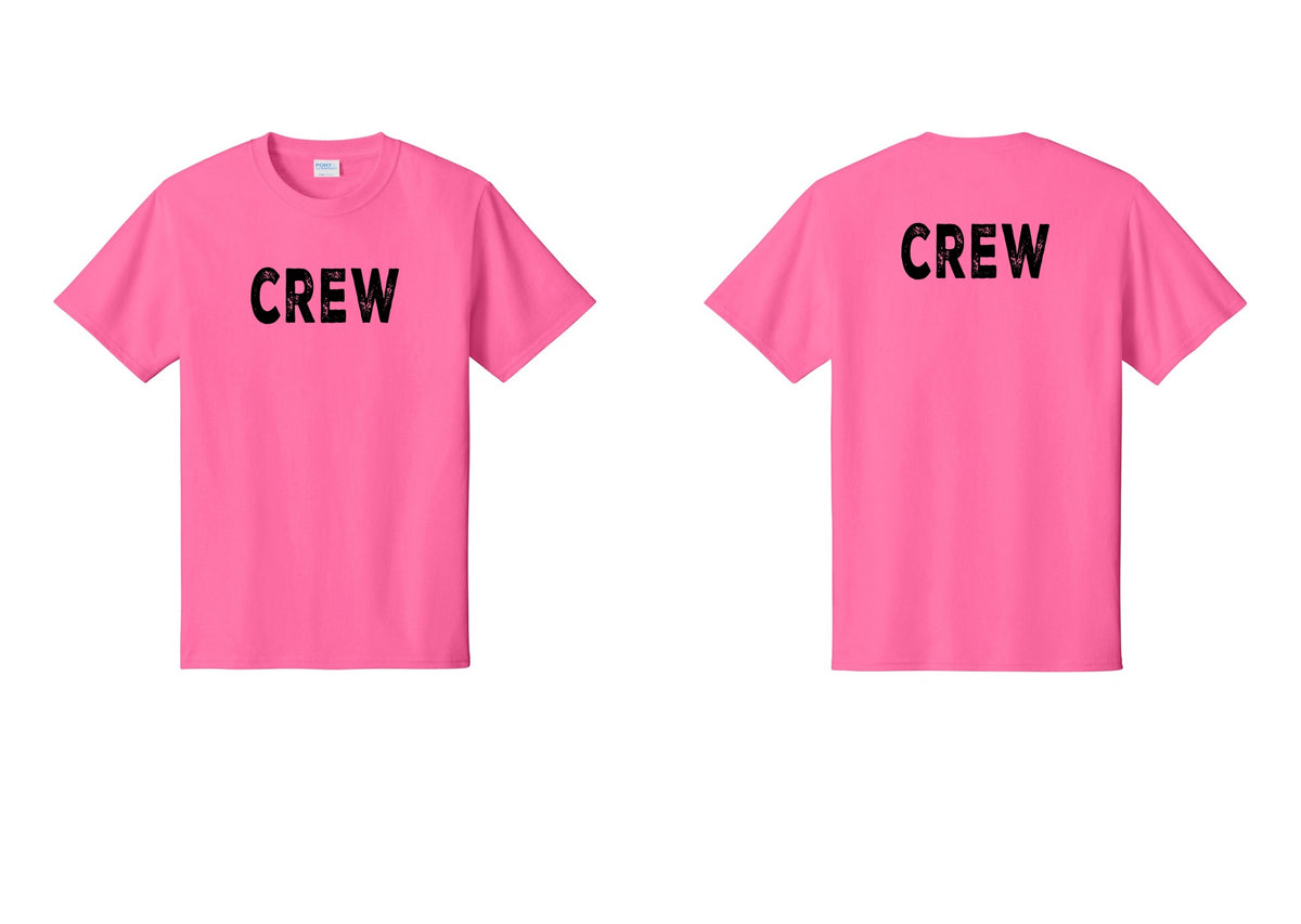 NYC Factory Crew T-Shirt, Rustic Lettering - Front + Back - Neon Pink