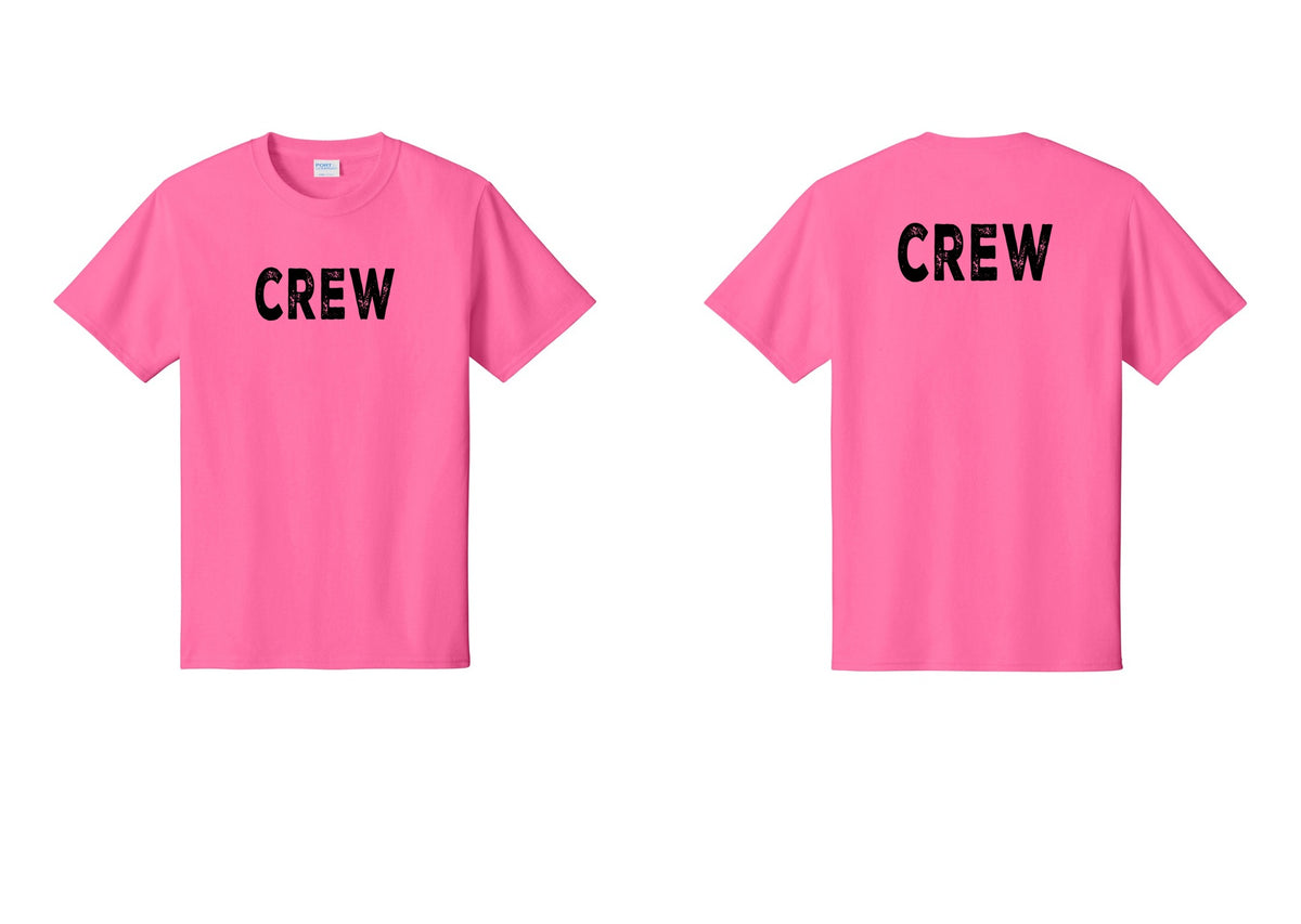 NYC Factory Crew T-Shirt for Event Staff & Production Teams (Rustic) - Front + Back - Neon Pink