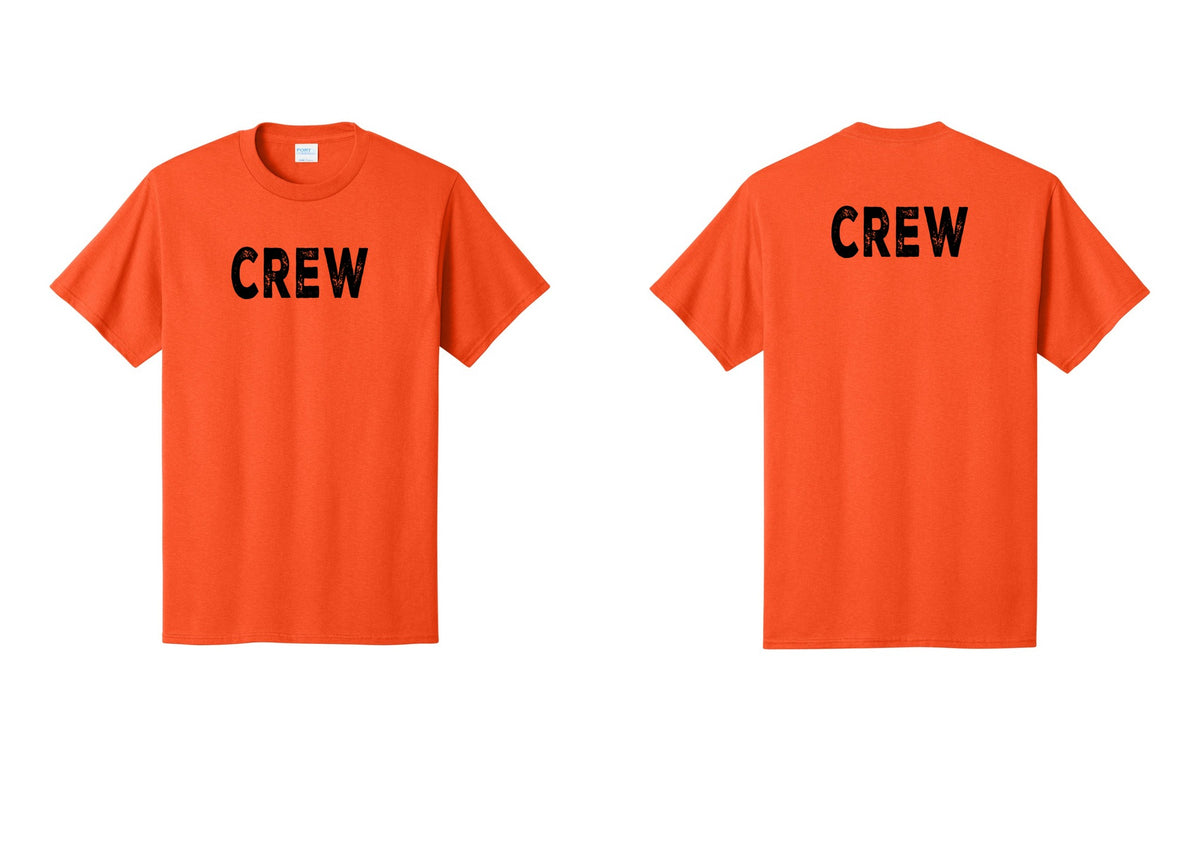 NYC Factory Crew T-Shirt, Rustic Lettering - Front + Back - Orange