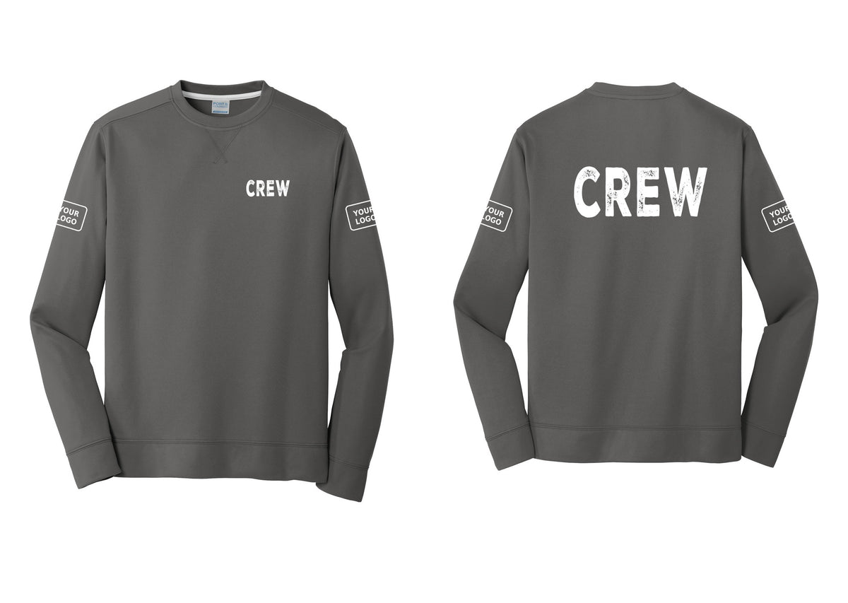 NYC Factory Custom Work Crew Uniform Performance Fleece Crewneck Sweatshirt with Your Logo (Rustic) - Chest + Back + Your Logo Sleeves - Charcoal