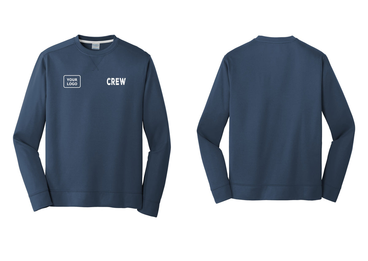 NYC Factory Custom Work Crew Uniform Performance Fleece Crewneck Sweatshirt with Your Logo (Rustic) - CREW + Your Logo - Navy