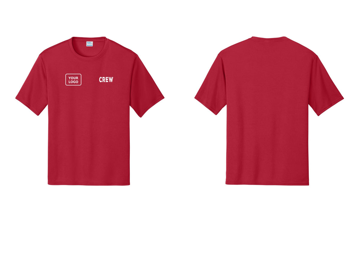 NYC Factory Custom Work Crew Uniform Performance Tee with Your Logo (Rustic) - CREW + Your Logo - Red