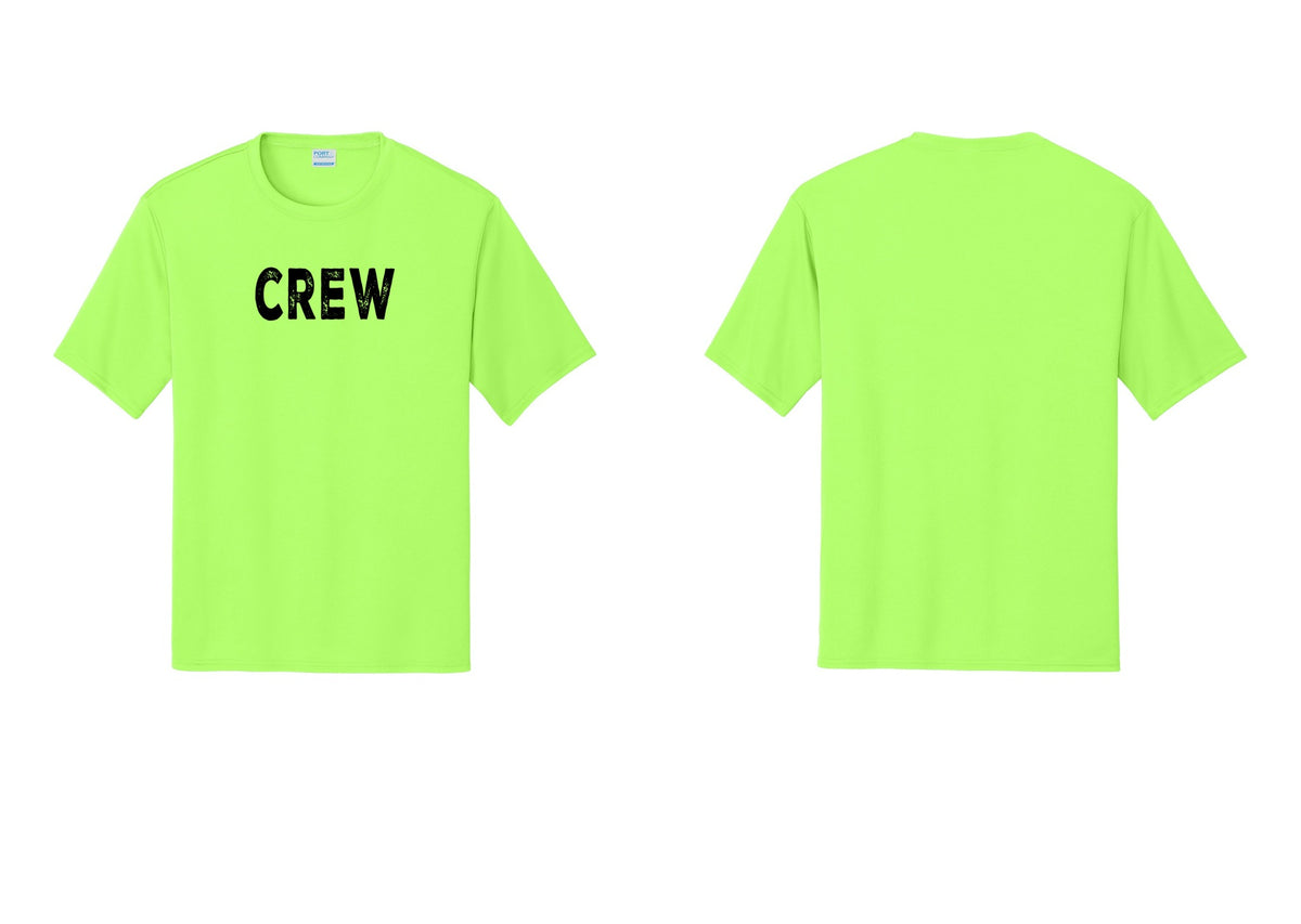 NYC Factory Crew Performance T-Shirt for Event Staff & Production Teams (Rustic) - Front Only - Neon Green