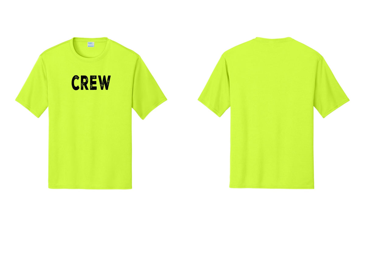 NYC Factory Crew Performance T-Shirt for Event Staff & Production Teams (Rustic) - Front Only - Neon Yellow