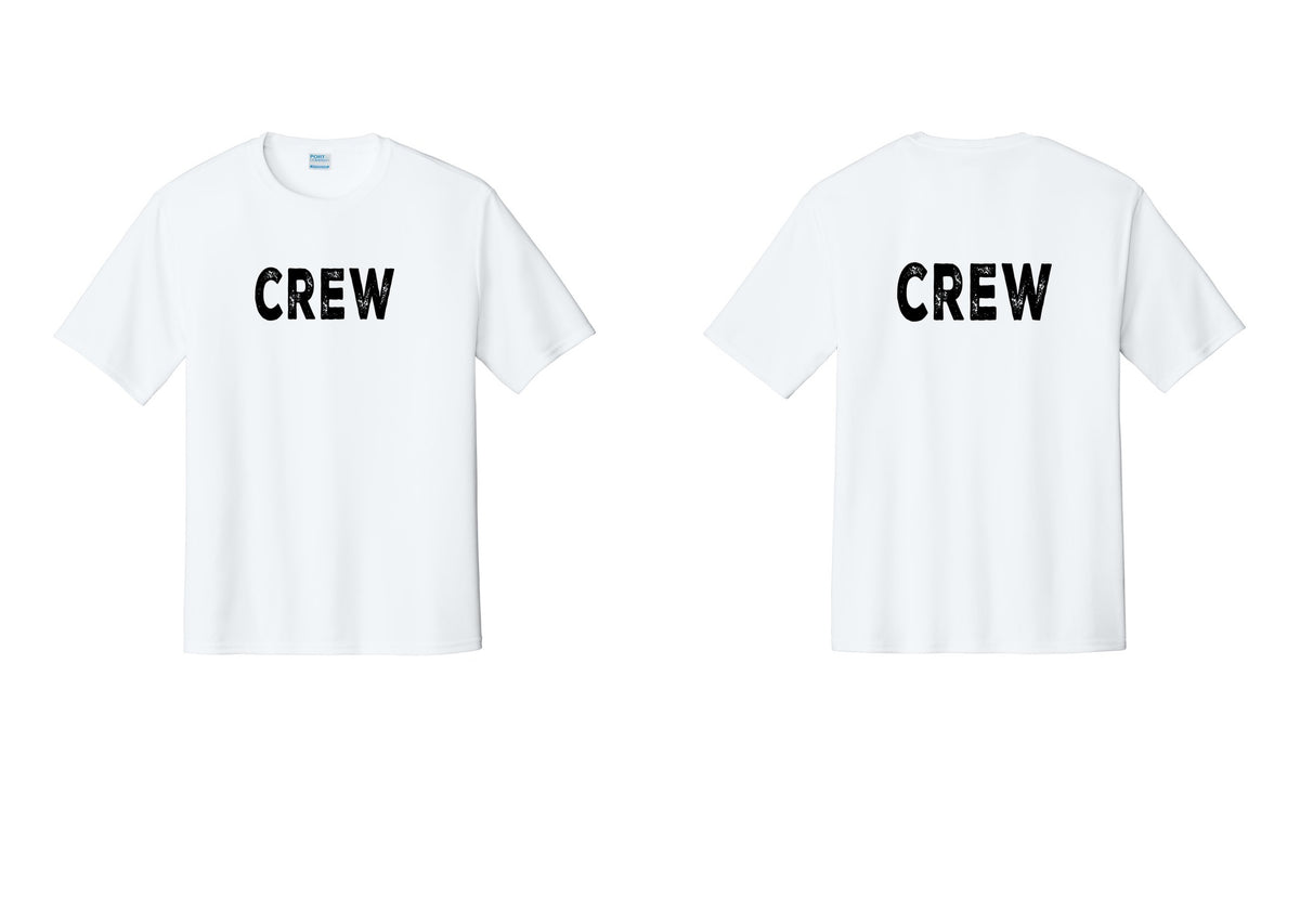 NYC Factory Crew Performance T-Shirt for Event Staff & Production Teams (Rustic) - Front + Back - White