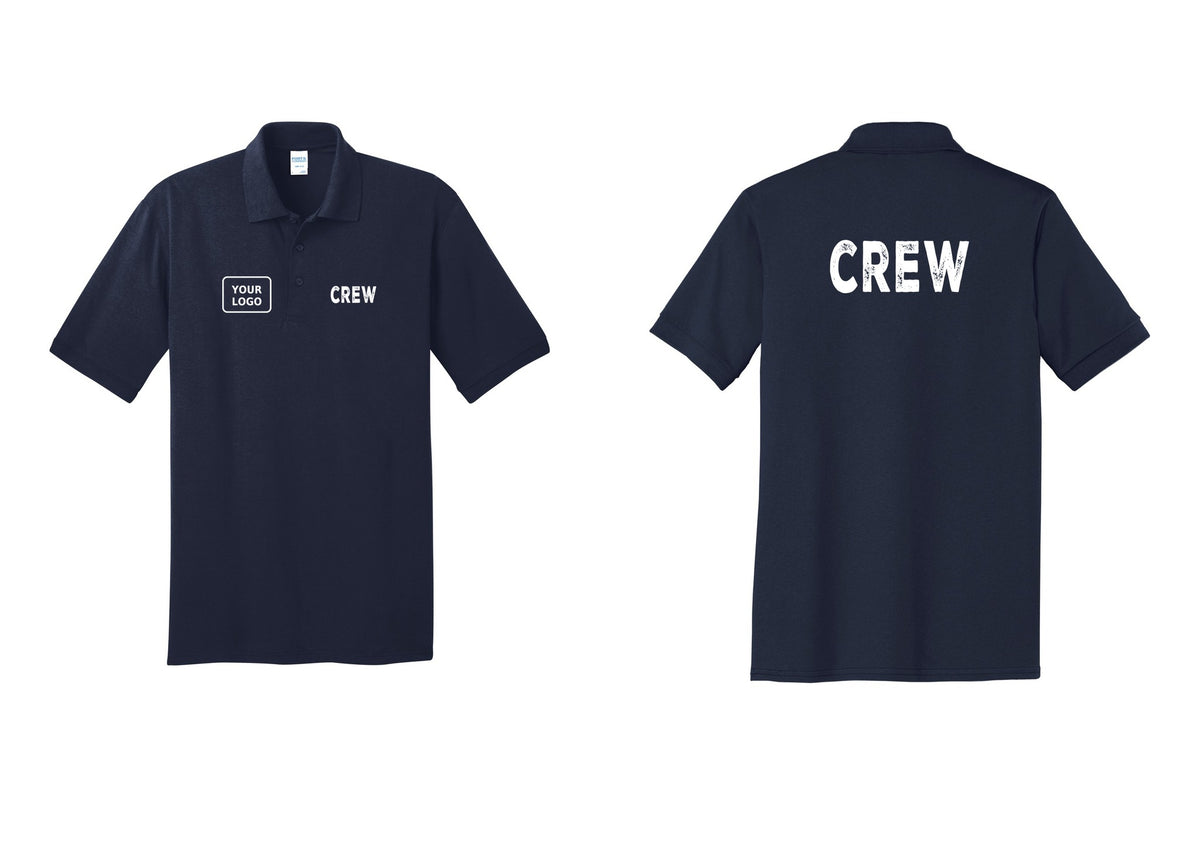 NYC Factory Custom Work Crew Uniform Polo Shirt with Your Logo (Rustic) - CREW + Your Logo + Back - Navy