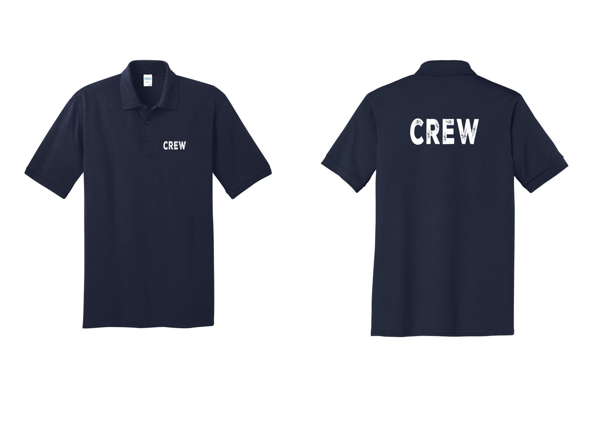 NYC Factory Crew Polo Shirt for Event Staff & Production Teams (Rustic) - Chest + Back - Navy