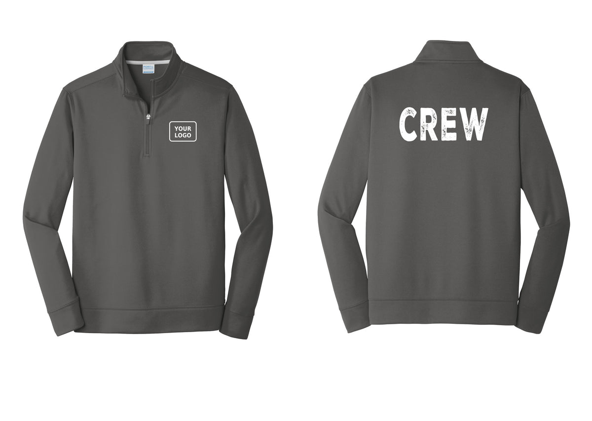NYC Factory Custom Work Crew Uniform Performance Fleece 1/4-Zip Pullover Sweatshirt with Your Logo (Rustic) - Your Logo + Back - Charcoal