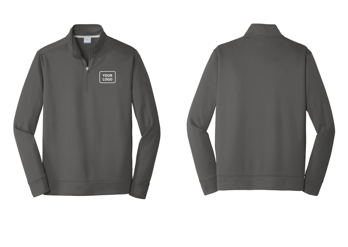NYC Factory Custom Work Crew Uniform Performance Fleece 1/4-Zip Pullover Sweatshirt with Your Logo (Rustic) - Your Logo Only - Charcoal