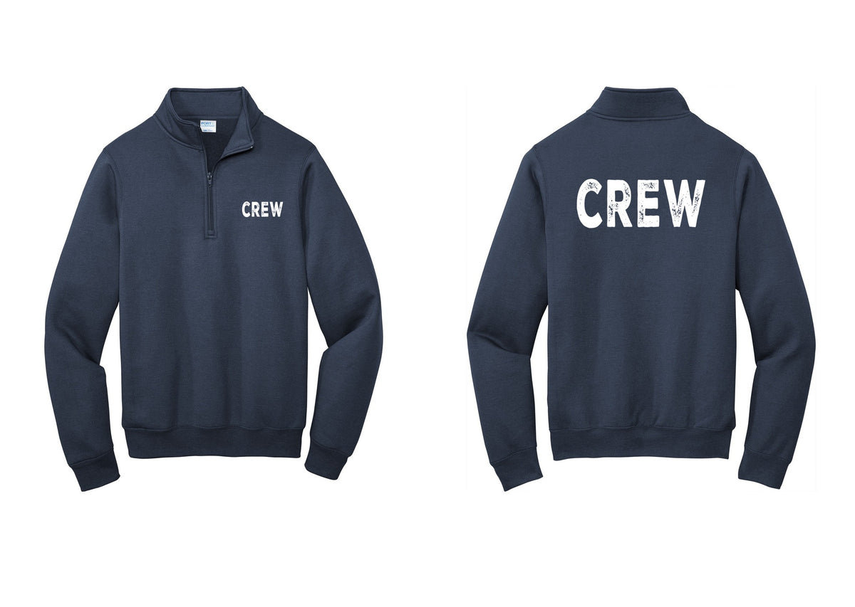 NYC Factory Crew Cotton Fleece 1/4-Zip Pullover Sweatshirt for Event Staff & Production Teams (Rustic) - Chest + Back - Navy