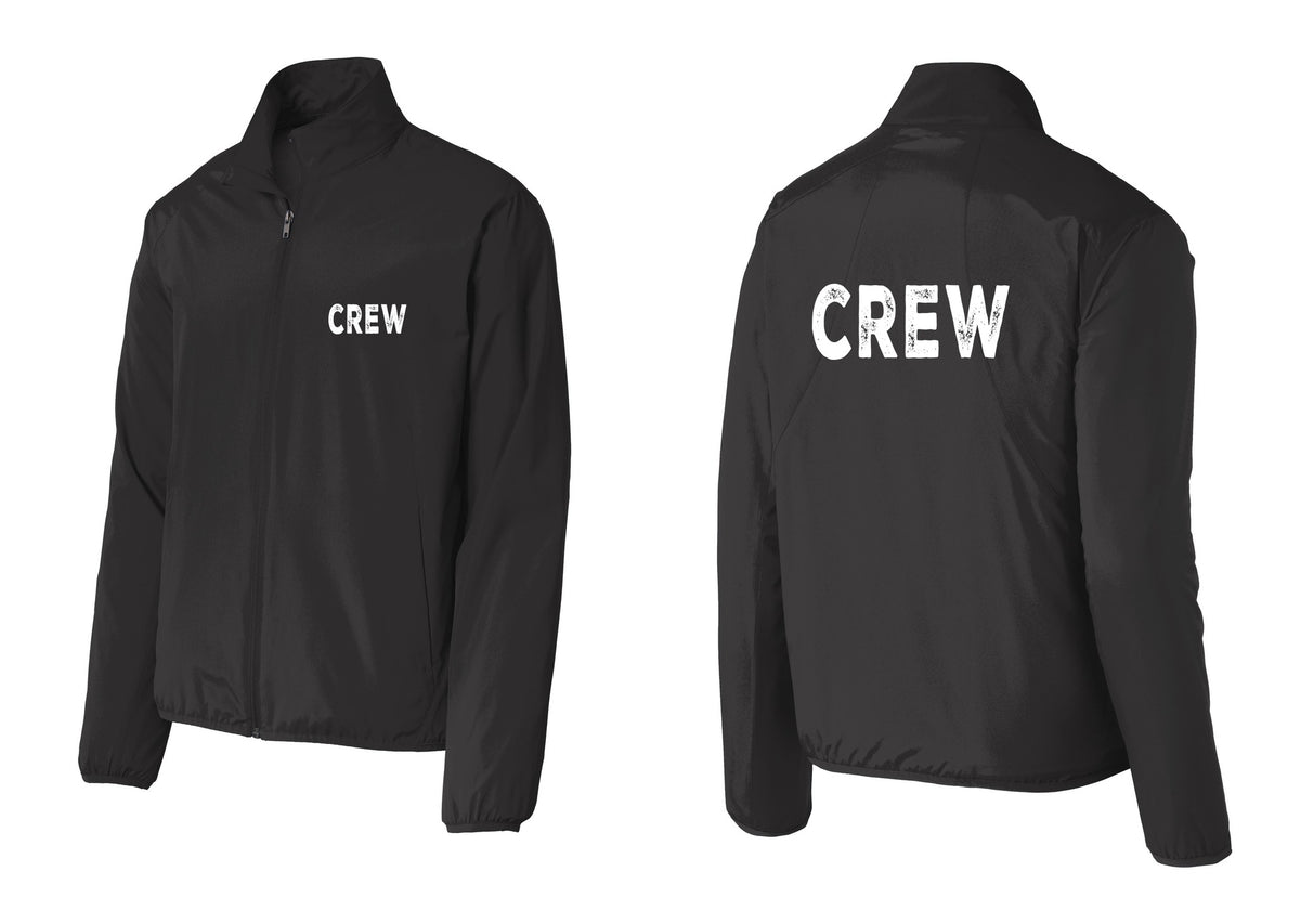 NYC Factory Crew Windbreaker Full-Zip Jacket for Event Staff & Production Teams (Rustic) - Chest + Back - Black