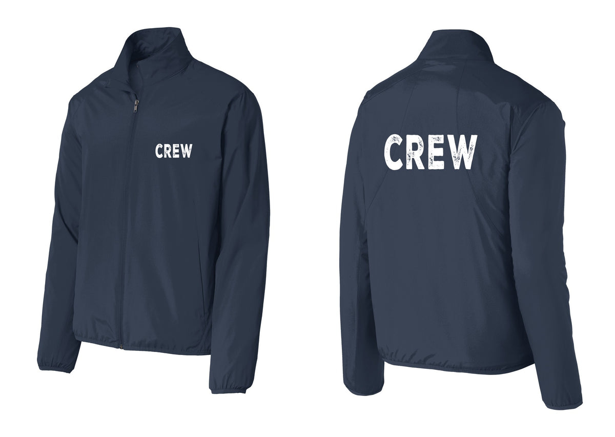 NYC Factory Crew Windbreaker Full-Zip Jacket for Event Staff & Production Teams (Rustic) - Chest + Back - Dress Blue Navy