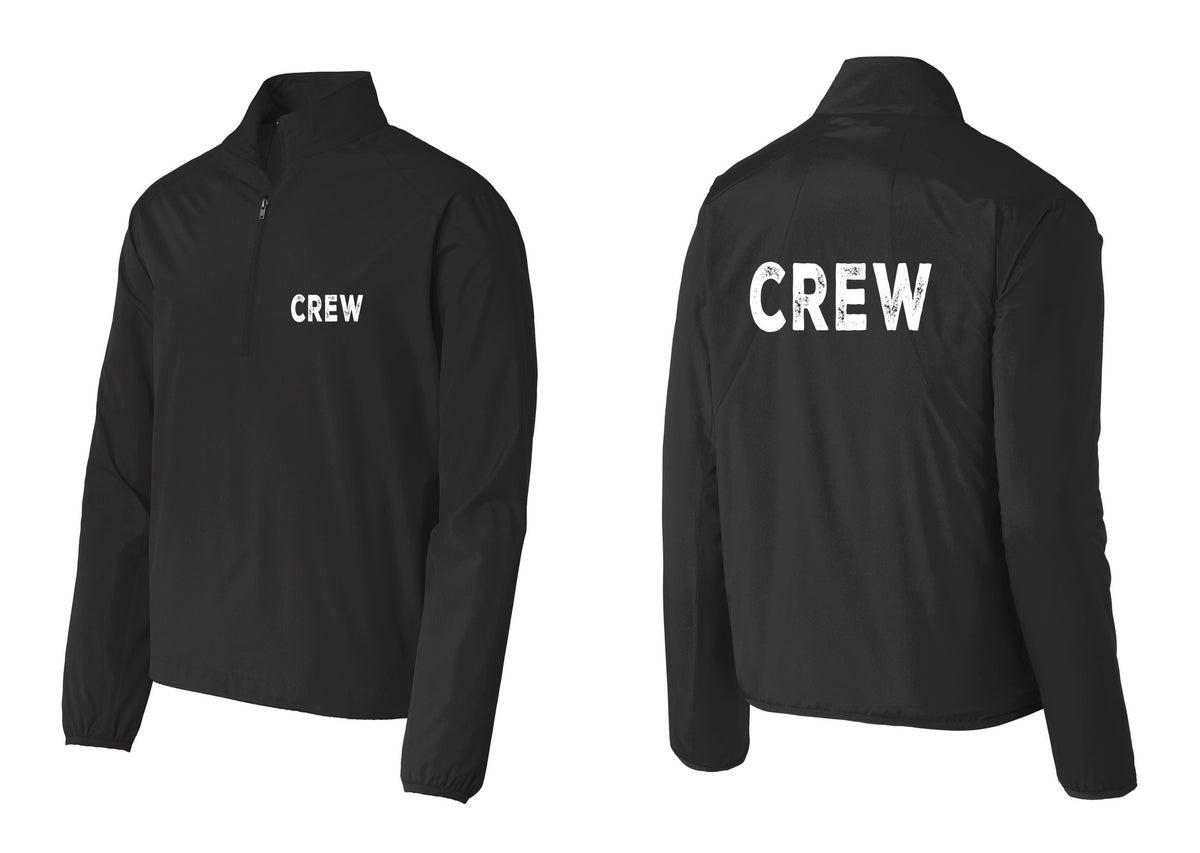 NYC Factory Crew Windbreaker 1/2-Zip Pullover for Event Staff & Production Teams (Rustic) - Chest + Back - Black