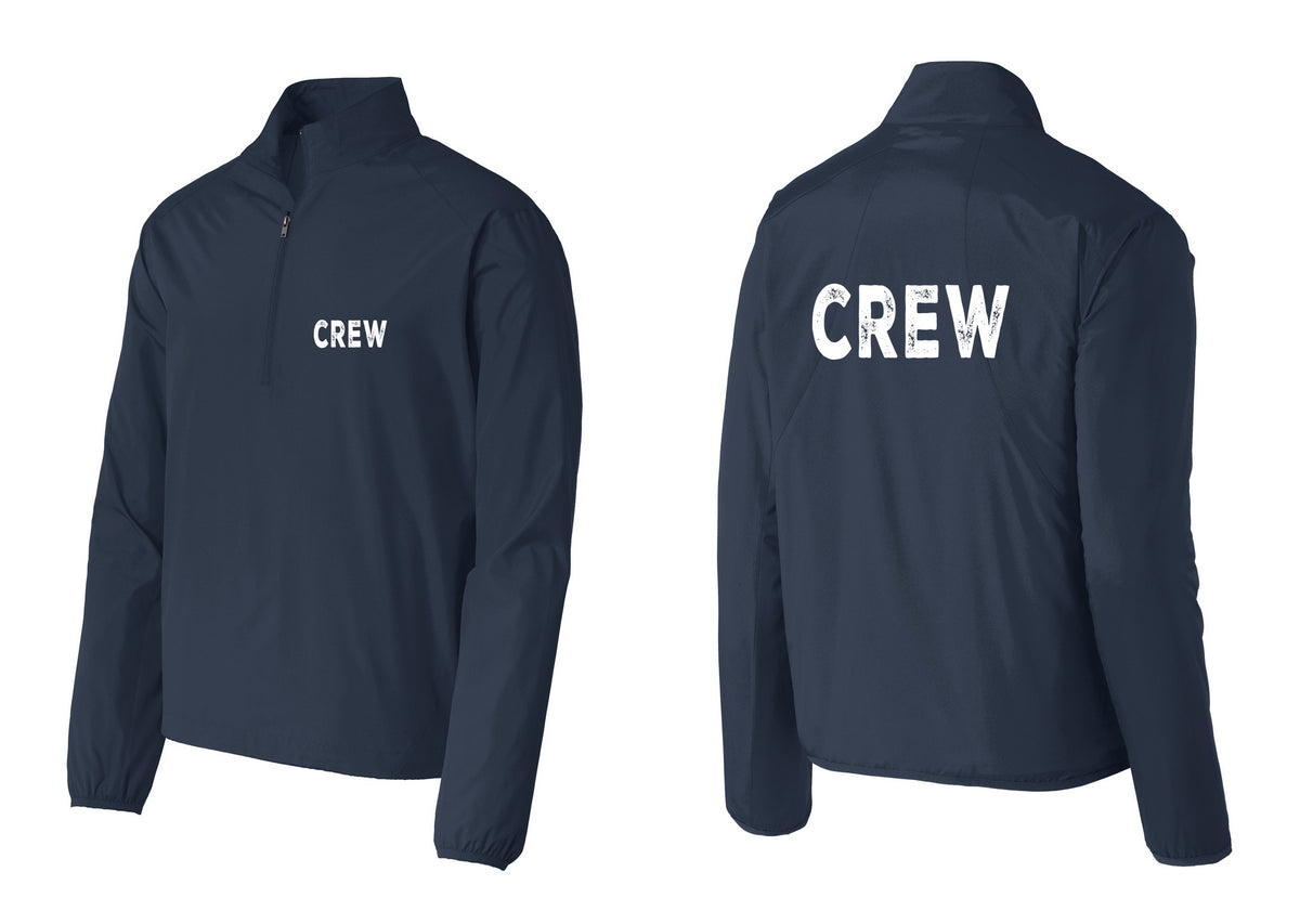 NYC Factory Crew Windbreaker 1/2-Zip Pullover for Event Staff & Production Teams (Rustic) - Chest + Back - Dress Blue Navy
