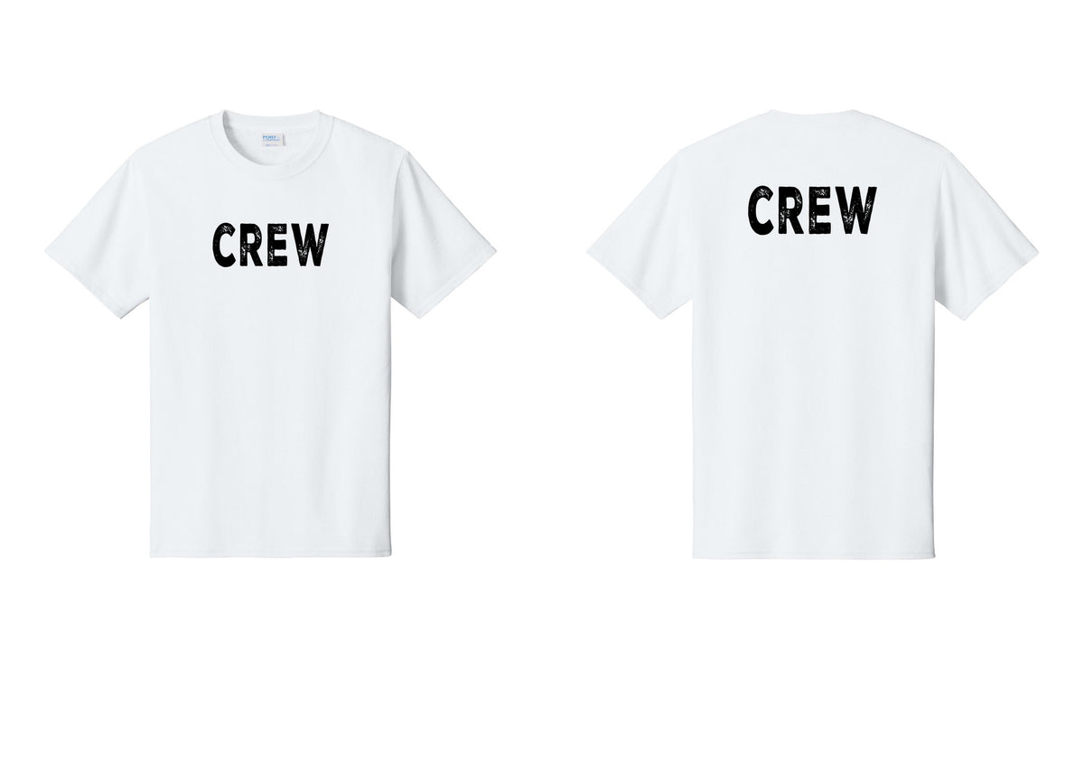 NYC Factory Crew T-Shirt for Event Staff & Production Teams (Rustic) - Front + Back - White