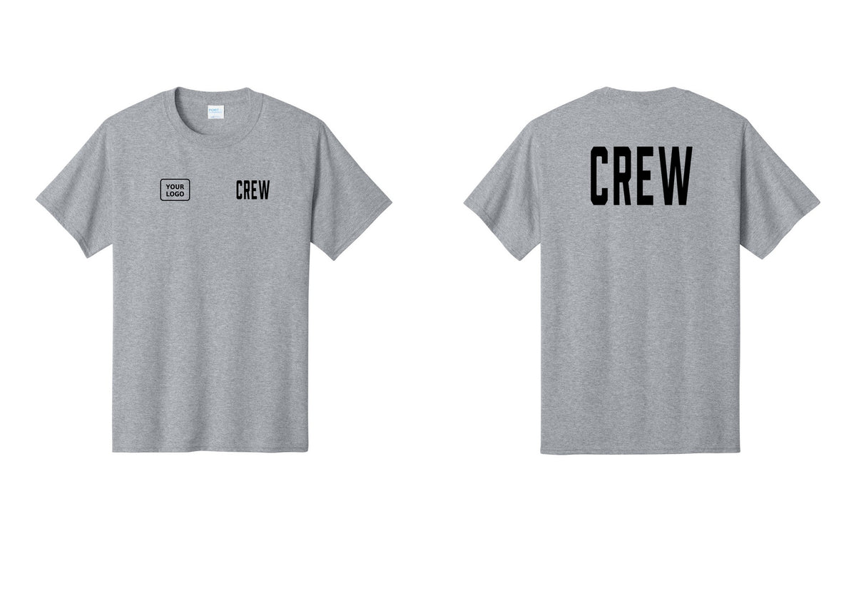 NYC Factory Custom Work Crew Uniform Tee with Your Logo (Classic) - CREW + Your Logo + Back - Athletic Heather