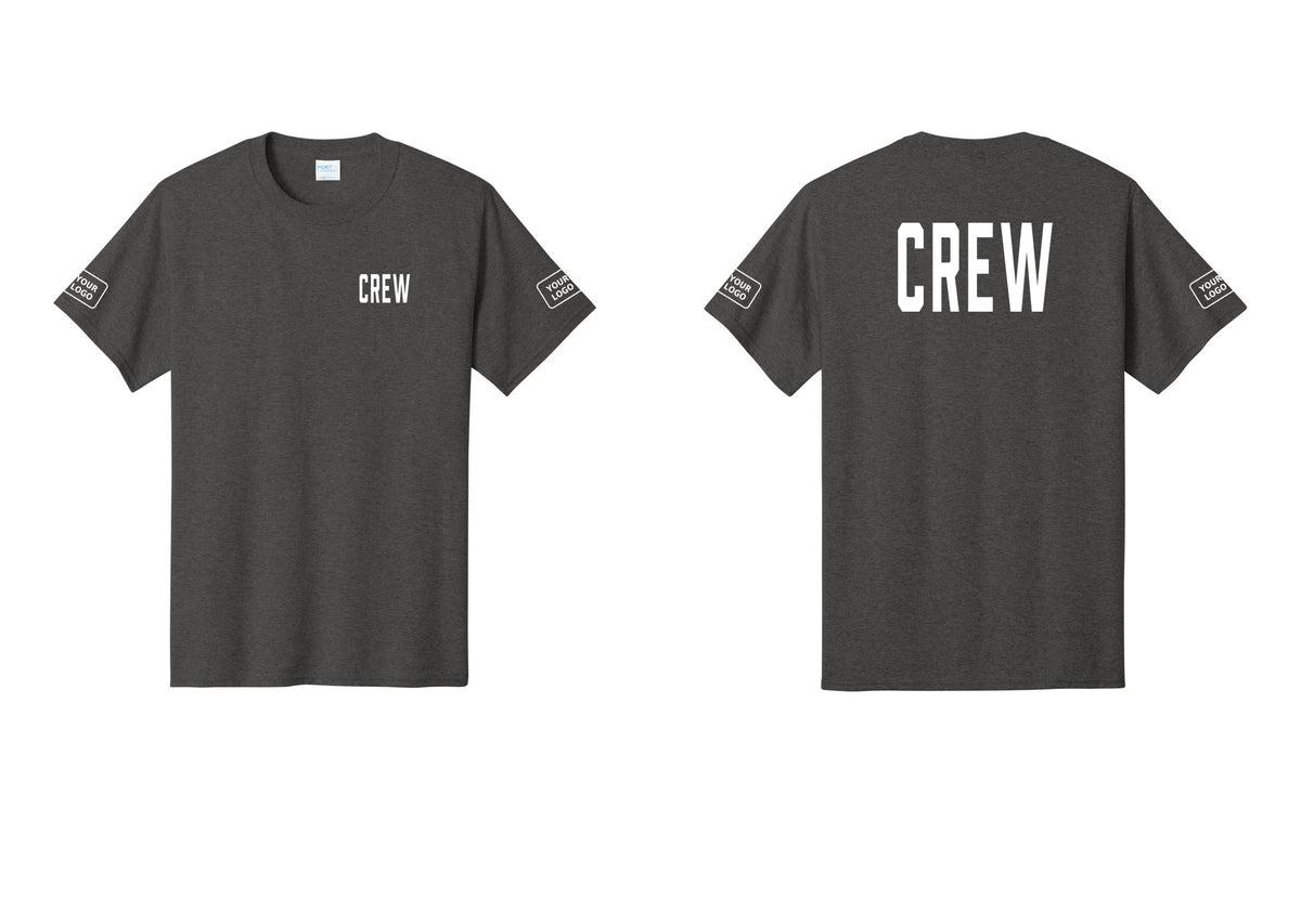 NYC Factory Custom Work Crew Uniform Tee with Your Logo (Classic) - Chest + Back + Your Logo Sleeves - Dark Heather Grey