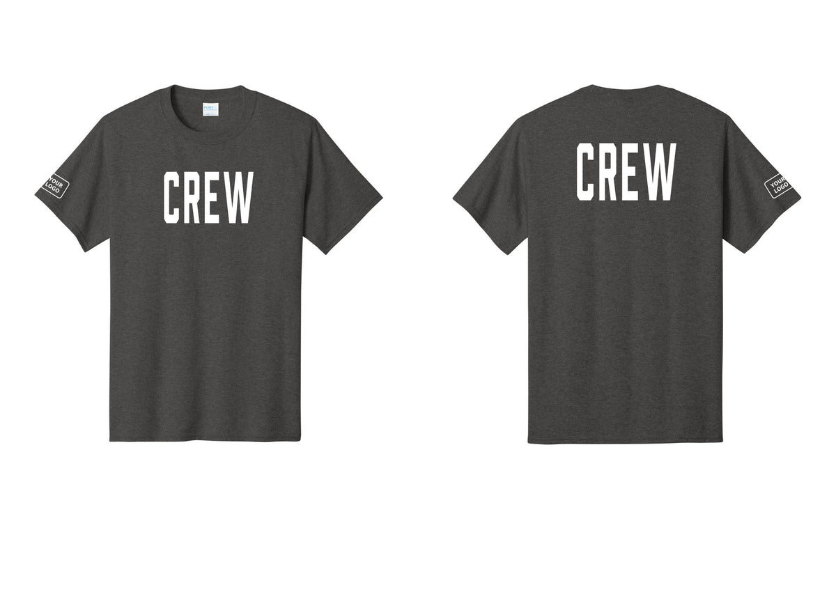 NYC Factory Custom Work Crew Uniform Tee with Your Logo (Classic) - Front + Back + Your Logo Sleeve - Dark Heather Grey