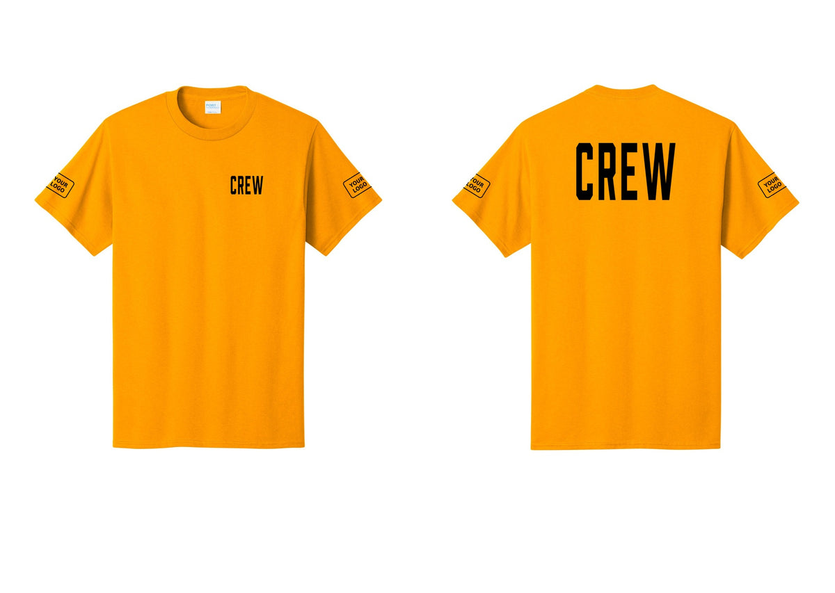 NYC Factory Custom Work Crew Uniform Tee with Your Logo (Classic) - Chest + Back + Your Logo Sleeves - Gold