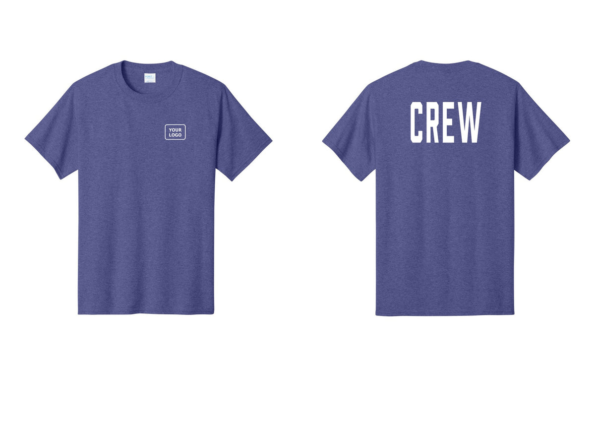 NYC Factory Custom Work Crew Uniform Tee with Your Logo (Classic) - Your Logo + Back - Heather Purple