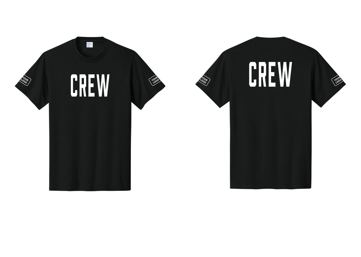 NYC Factory Custom Work Crew Uniform Tee with Your Logo (Classic) - Front + Back + Your Logo Sleeves - Black