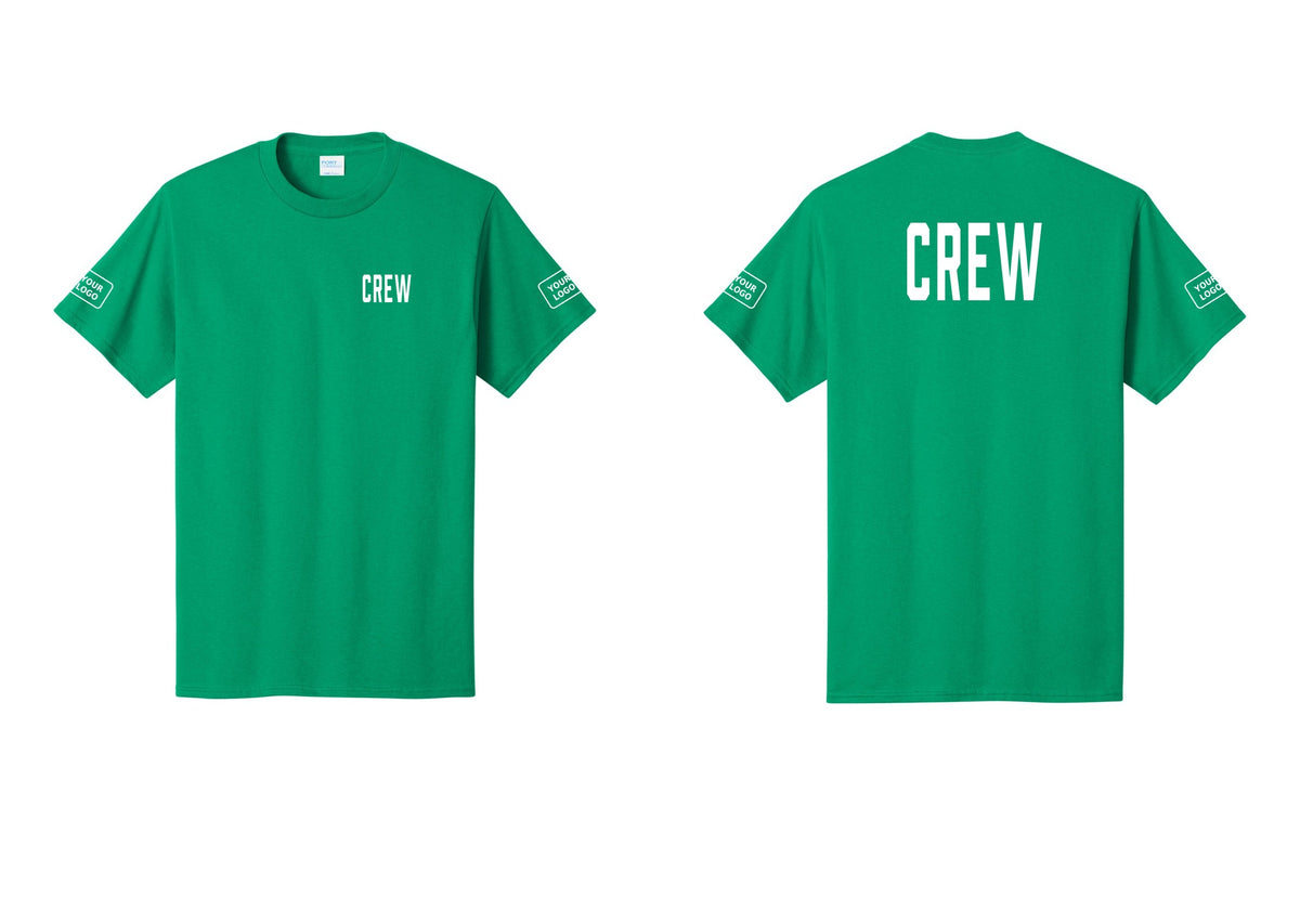 NYC Factory Custom Logo Crew T-Shirt, Condensed Lettering - Chest + Back + Your Logo Sleeves - Kelly