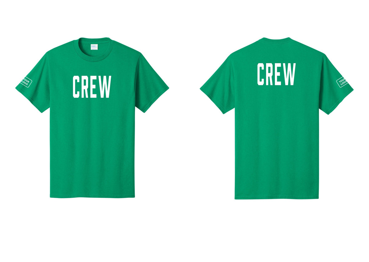 NYC Factory Custom Logo Crew T-Shirt, Condensed Lettering - Front + Back + Your Logo Sleeve - Kelly