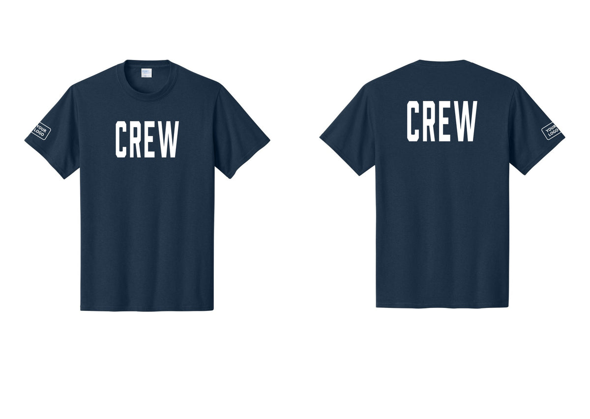 NYC Factory Custom Work Crew Uniform Tee with Your Logo (Classic) - Front + Back + Your Logo Sleeve - Navy