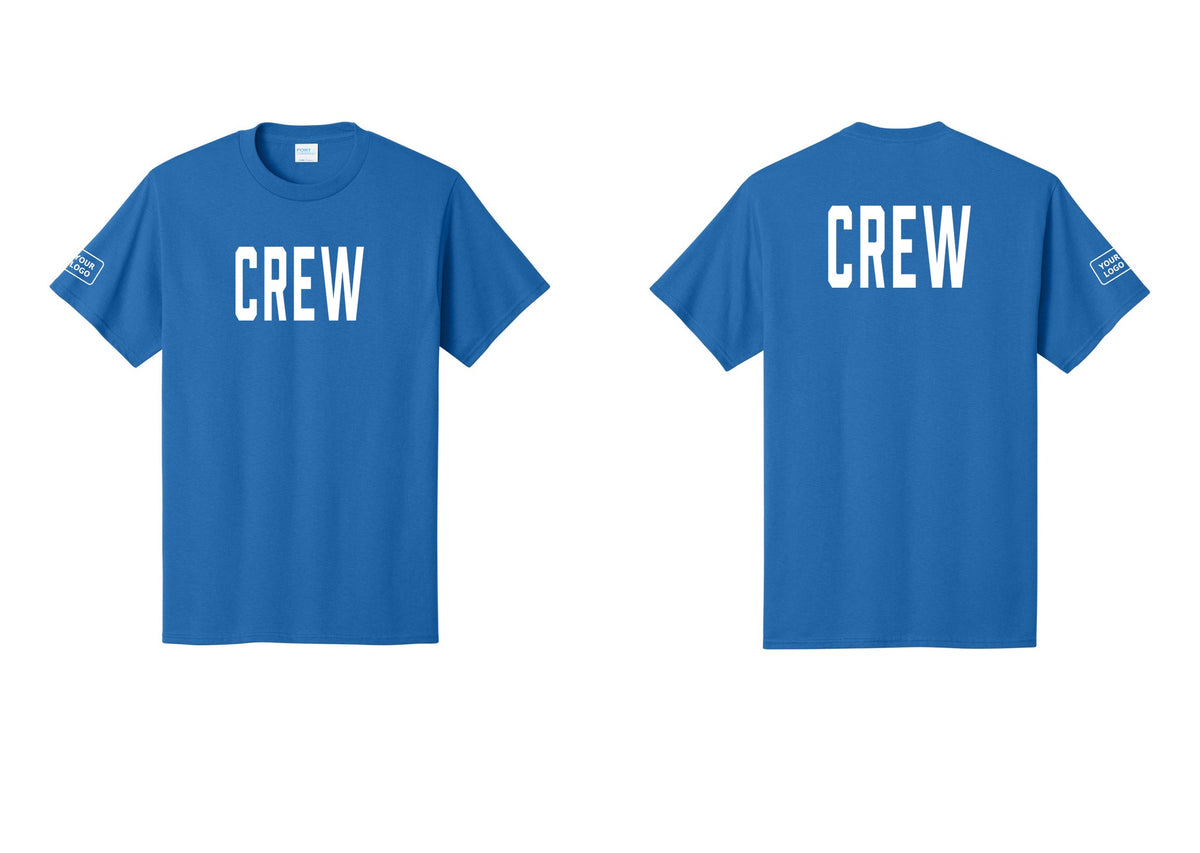 NYC Factory Custom Work Crew Uniform Tee with Your Logo (Classic) - Front + Back + Your Logo Sleeve - Royal