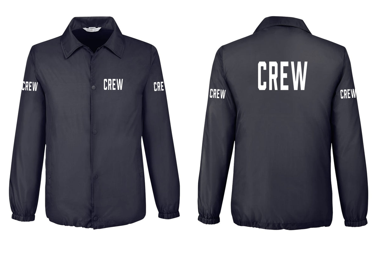 NYC Factory Crew Snap-Front Coaches Jacket for Event Staff & Production Teams (Classic) - Chest + Back + Crew Sleeves - Black