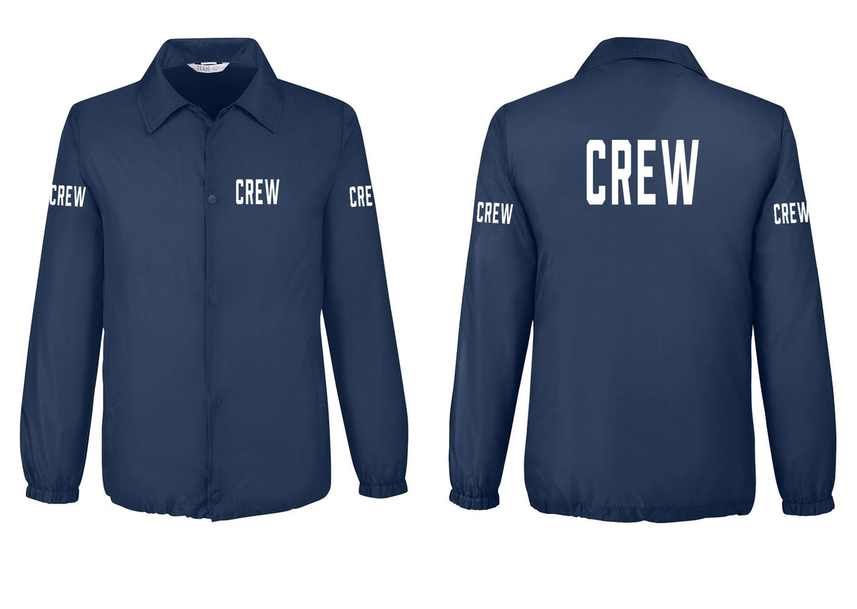 NYC Factory Crew Snap-Front Coaches Jacket for Event Staff & Production Teams (Classic) - Chest + Back + Crew Sleeves - Sport Dark Navy