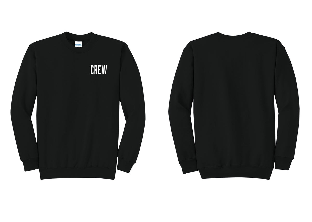 NYC Factory Crew Cotton Fleece Crewneck Sweatshirt for Event Staff & Production Teams (Classic) - Chest Only - Black