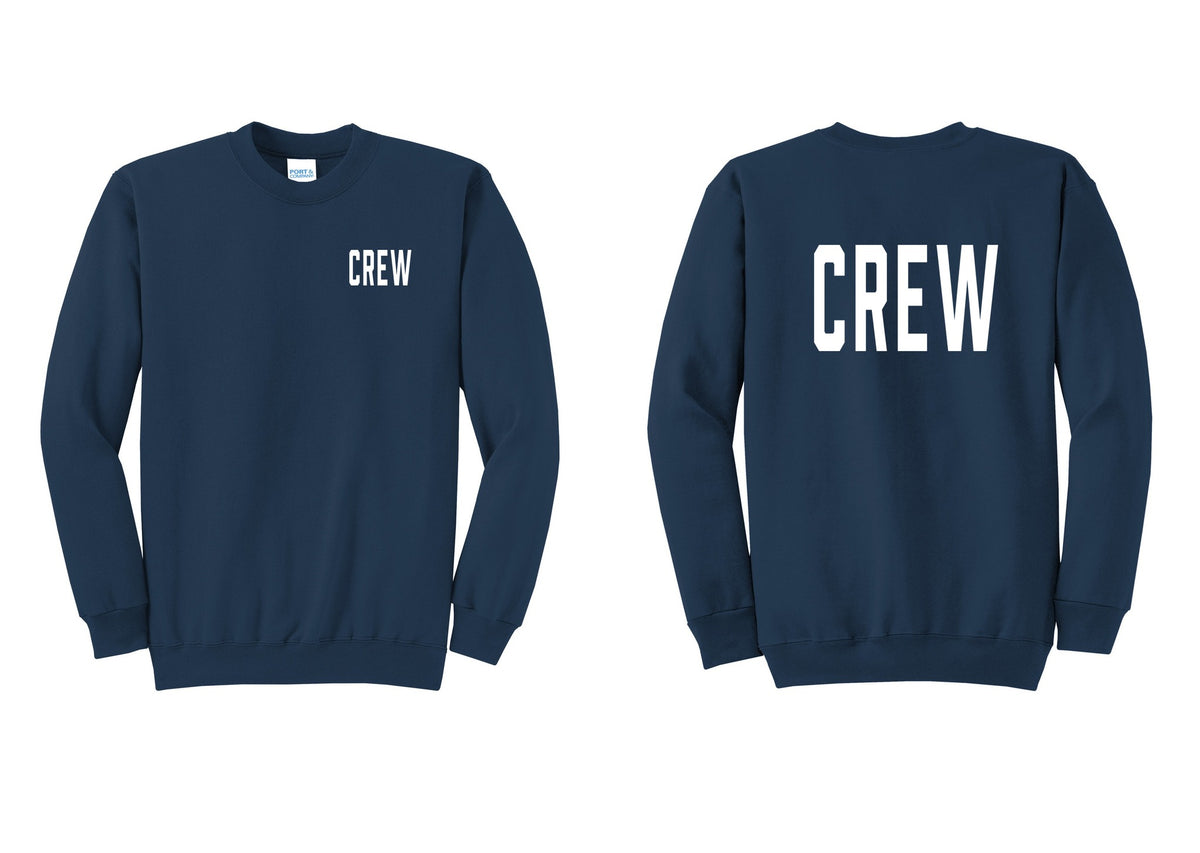 NYC Factory Crew Cotton Fleece Crewneck Sweatshirt for Event Staff & Production Teams (Classic) - Chest + Back - Navy