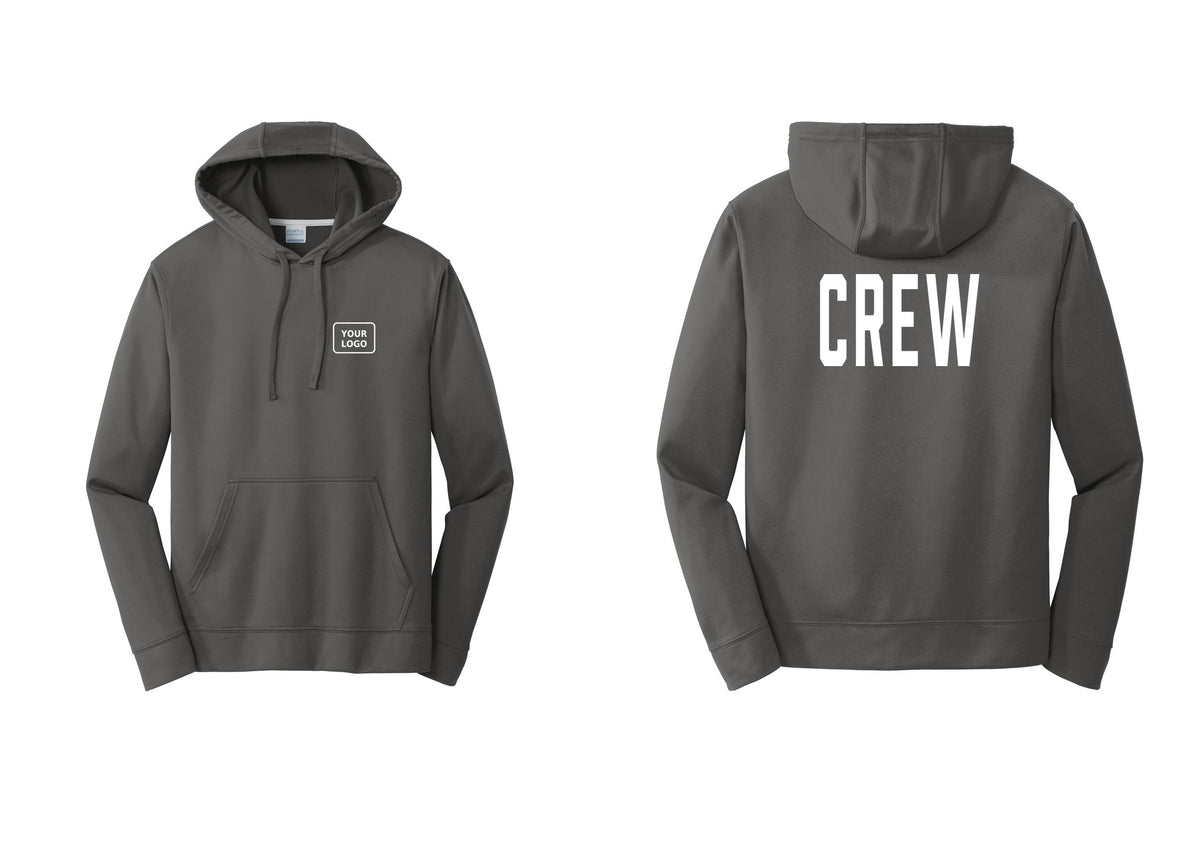 NYC Factory Custom Work Crew Uniform Performance Hooded Fleece Pullover Sweatshirt with Your Logo (Classic) - Your Logo + Back - Charcoal