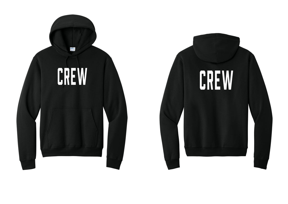 NYC Factory Crew Cotton Fleece Pullover Hoodie for Event Staff & Production Teams (Classic) - Front + Back - Black