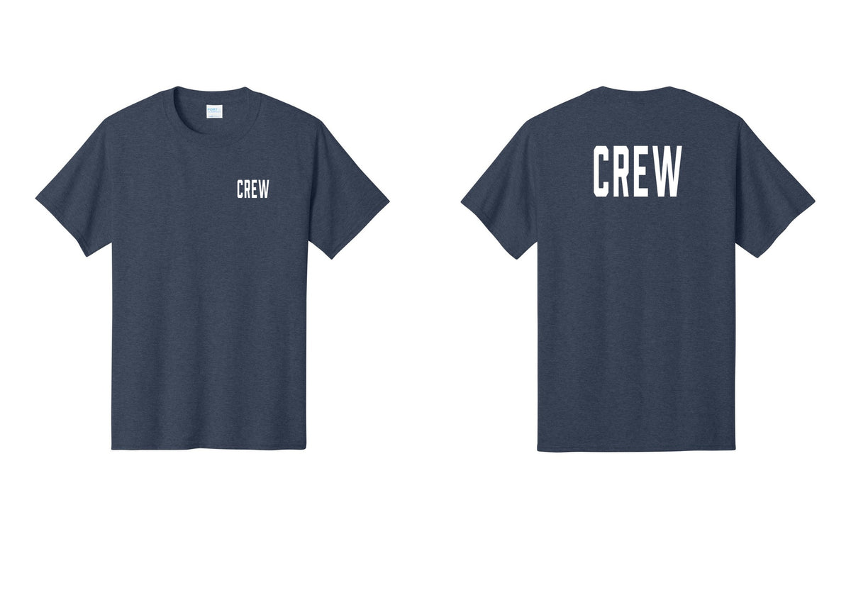 NYC Factory Crew T-Shirt, Condensed Lettering - Chest + Back - Heather Navy
