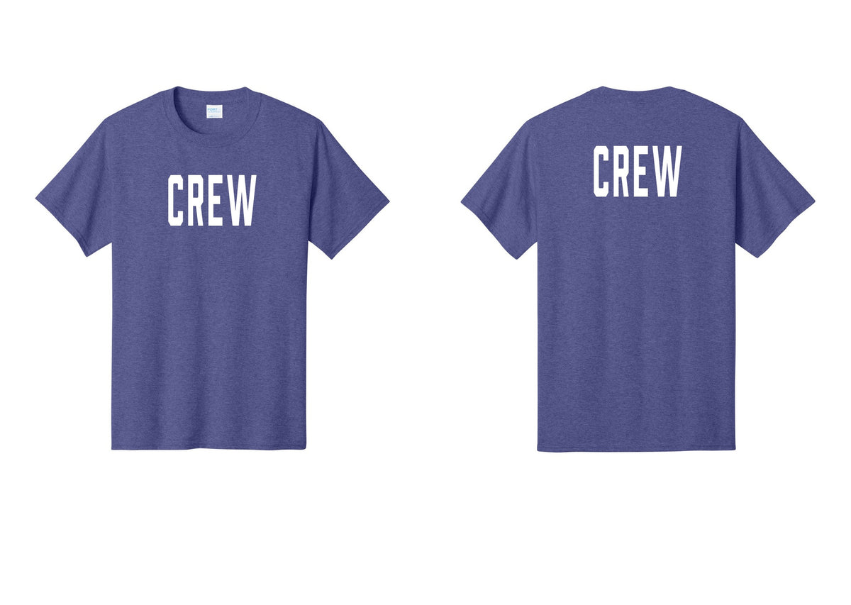 NYC Factory Crew T-Shirt, Condensed Lettering - Front + Back - Heather Purple