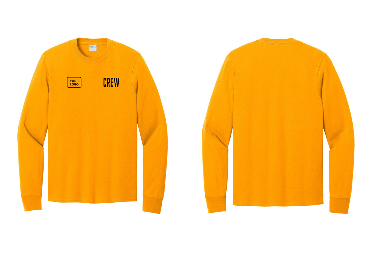 NYC Factory Custom Work Crew Uniform Cotton Long Sleeve Tee with Your Logo (Classic) - CREW + Your Logo - Gold