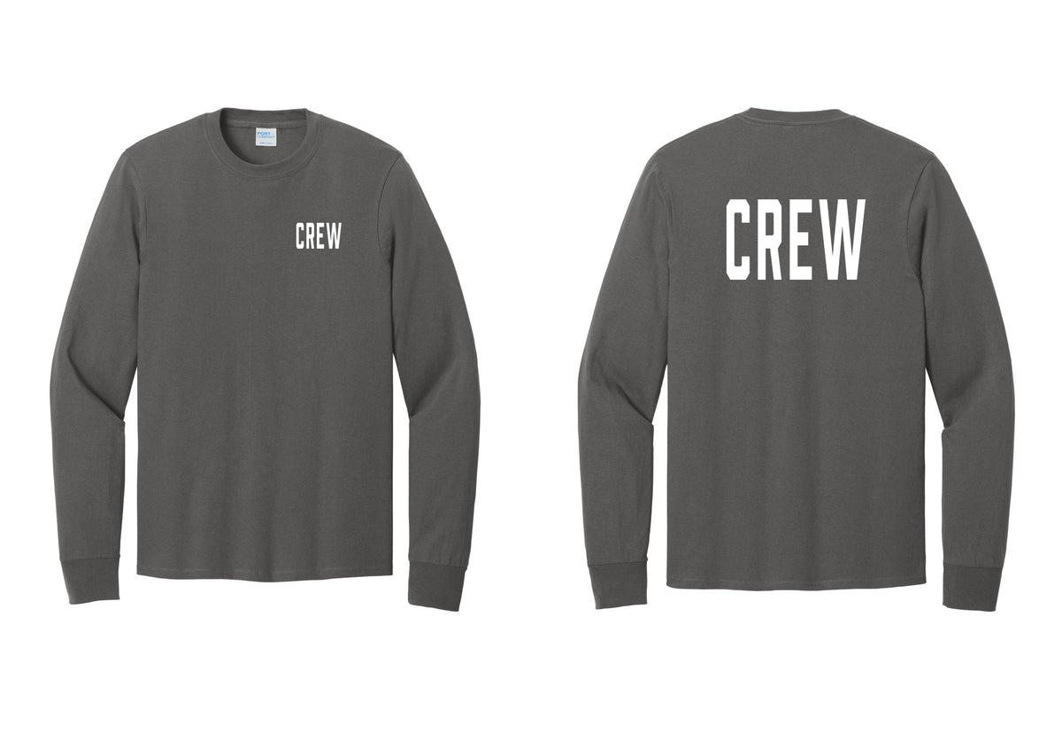 NYC Factory Crew Cotton Long Sleeve T-Shirt for Event Staff & Production Teams (Classic) - Chest + Back - Charcoal