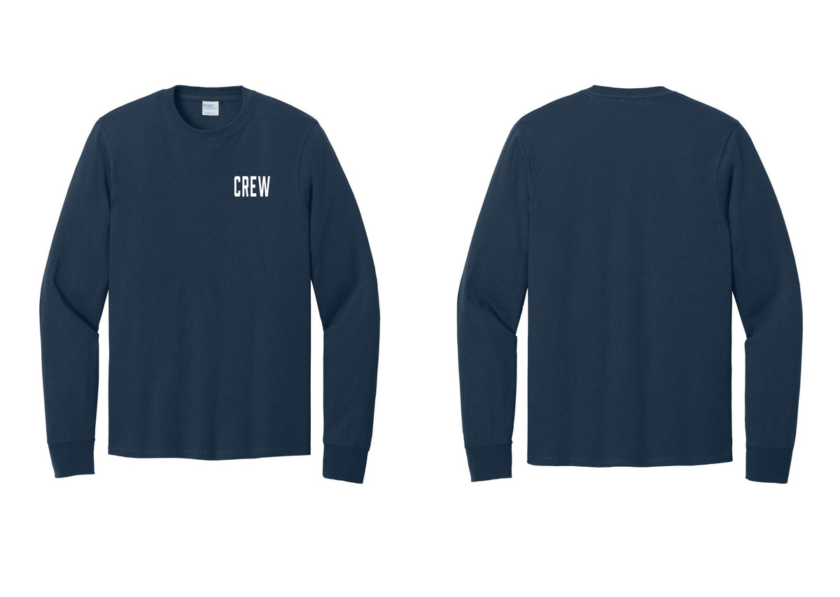 NYC Factory Crew Cotton Long Sleeve T-Shirt for Event Staff & Production Teams (Classic) - Chest Only - Navy