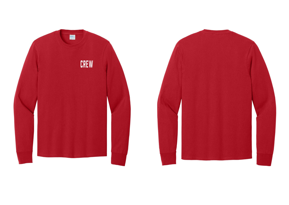 NYC Factory Crew Cotton Long Sleeve T-Shirt for Event Staff & Production Teams (Classic) - Chest Only - Red