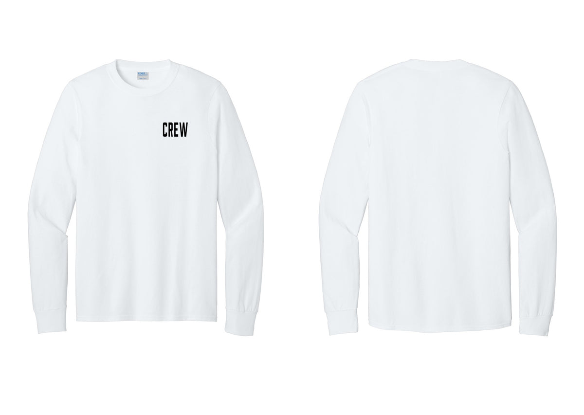 NYC Factory Crew Cotton Long Sleeve T-Shirt for Event Staff & Production Teams (Classic) - Chest Only - White