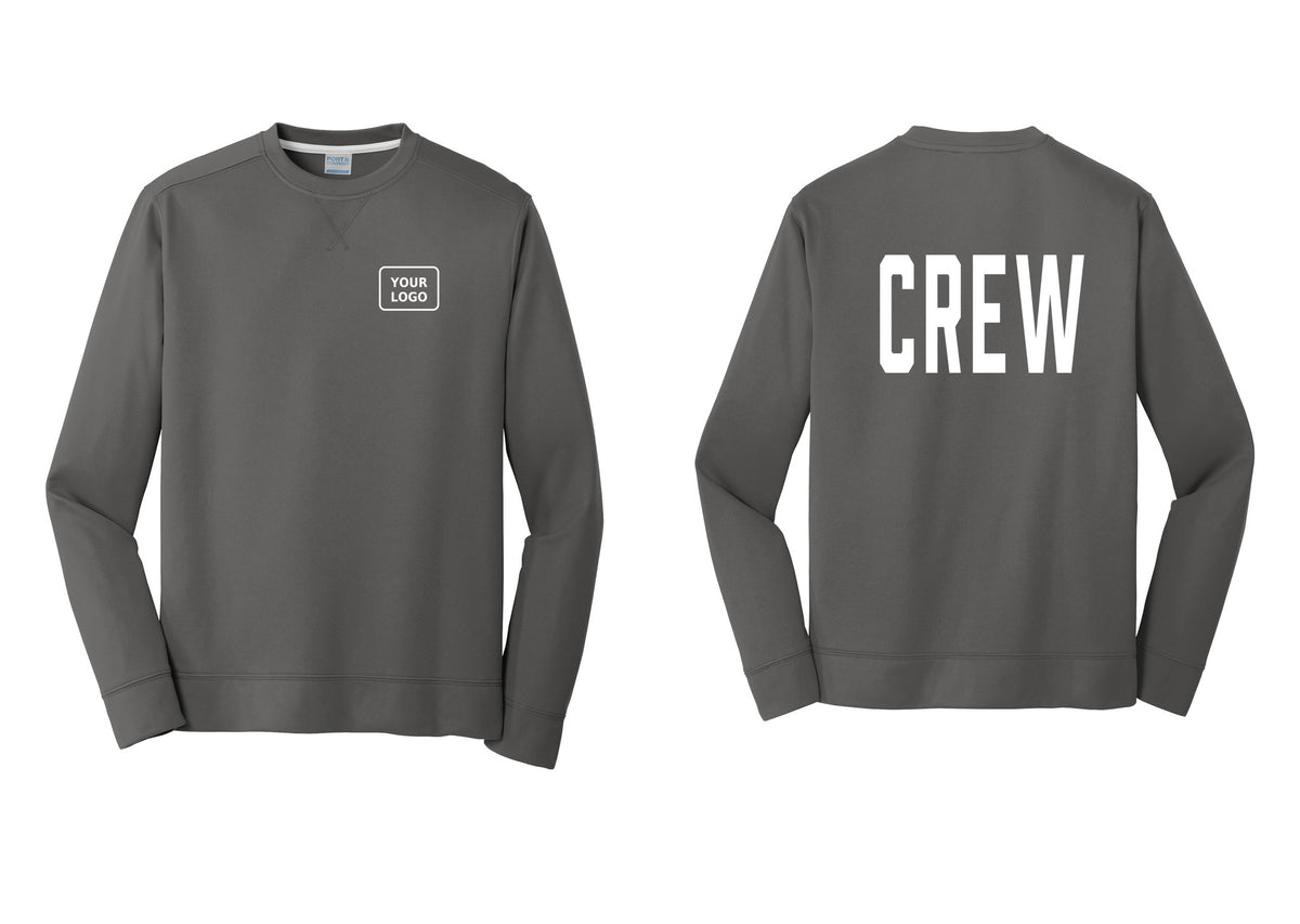 NYC Factory Custom Work Crew Uniform Performance Fleece Crewneck Sweatshirt with Your Logo (Classic) - Your Logo + Back - Charcoal