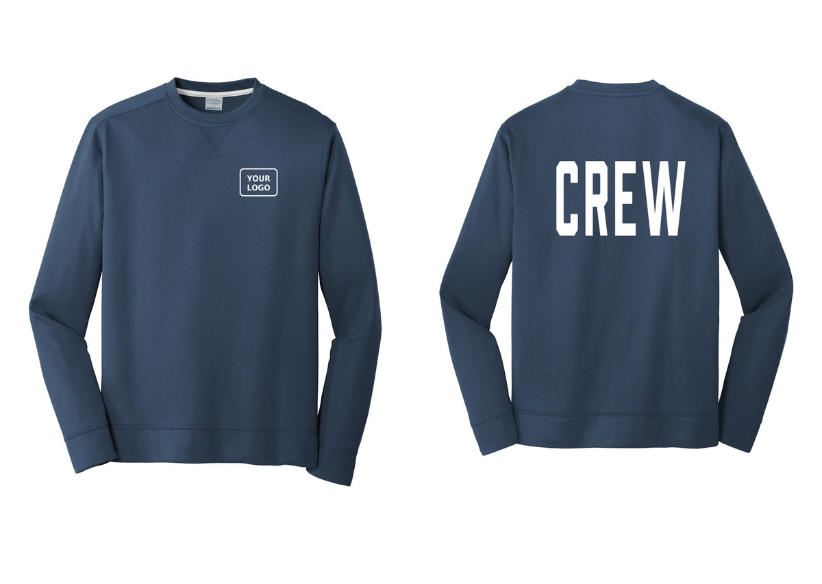 NYC Factory Custom Work Crew Uniform Performance Fleece Crewneck Sweatshirt with Your Logo (Classic) - Your Logo + Back - Navy